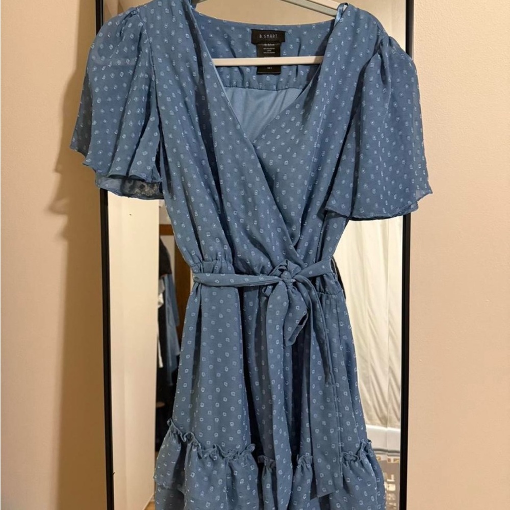 B. Smart Blue Polka Dot Mini Dress